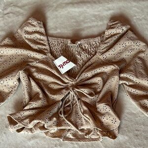 Beige Eyelet Women's Top